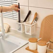 1/3/5 Stücke Kunststoff Badezimmer Aufbewahrungsboxen, wandmontierter Aufbewahrungsregal ohne Bohren für Studentenwohnheime, Mehrzweck Zahnbürste Zahnpasta Halter, Kamm & Make-up Pinsel Organizer, Essstäbchen & Küchenutensilien Aufbewahrungskorb, Schreibwaren & Stifthalter