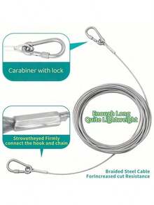 1pc 3 Meters/4.6m/9m/15m Stainless Steel Dog Leash, Anti-Bite Dog Traction Rope For Large/Medium/Small Dogs, Can Also Be Used As Outdoor Clothesline - Multicolor - View 12