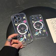 Funda para teléfono con estampado de astronauta espacial. Compatible con phone 11, 13, 14 Pro, 15 Pro y 16 Pro. Carga inalámbrica magnética. Ideal para regalar. - transparente - Ver 10
