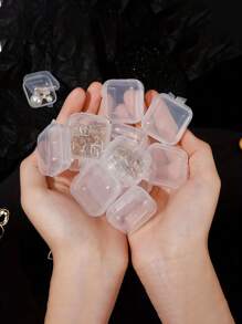 100/5pcs Transparent Jewelry Storage Box, Earplug Storage Box, Plastic Mini Storage Box, Portable Jewelry Box, Flip Cover Packaging Storage Box, Suitable For Small Items Storage, Portable Jewelry Storage Box