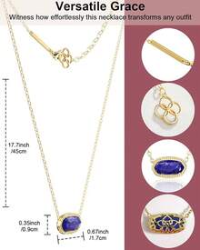 AICase - Collar con colgante de corazón chapado en oro de 18 quilates para mujer, joyería de longitud ajustable, regalo de aniversario de cumpleaños para mujeres, madre, hermana, amigas, ella, esposa - Azul - Ver 4