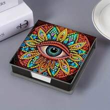 DIY 5D 钻石画套装 - 曼陀罗图案笔记本便签盒 - 独特的手工礼物，钻石艺术套装，不对称圆形，适合办公室和家庭书桌的独特手工礼物 - 彩色 - 查看 11