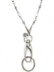 Hollow Beads Stainless Steel Chain Women's Lanyard, Stronger, Made In USA Teacher ID Badge Card Holder Keys - Stainless Steel - Non Breakaway