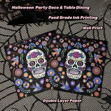 20/40/60 件彩色花卉和鸟类骷髅图案万圣节纸巾，13*13 英寸，双层，万圣节装饰印花纸巾，万圣节派对餐桌装饰和餐饮，万圣节派对用品
