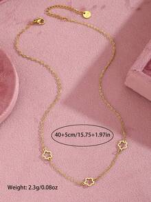 1pc Classic Fashion Simple Five-Leaf Flower Girls Clavicle Chain Necklace Stainless Steel Jewelry For Teen Summer Beach Vacation Holiday Jewelry For Daily Life ﻿