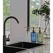 18Oz Green Glass Soap Dispenser With Gold Rust Proof Pump, Refillable Kitchen Soap Dispenser For Dish Soap, Soap Dispenser Bathroom For Hand Soap, Lotion, Body Wash.