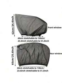 2/4 片装汽车座椅靠背防蚊网状遮阳帘，黑色网状车窗侧遮阳帘，不遮挡视线，透气不影响车窗卷绕