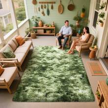 1pc Ultra-Soft, Comfortable And Fluffy Living Room Carpet, Bedroom Indoor Carpet, Fluffy Faux Fur Carpet, Home Decoration, Which Can Be Used In Bedrooms, Living Rooms, Corridors And Other Indoor Areas. - 紮染綠 - 查看 5