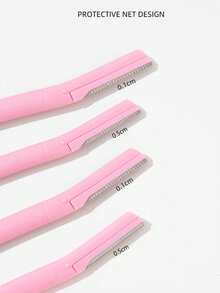 Bộ 4 dao cạo lông mày chuyên nghiệp, bộ tỉa lông mày chống trầy xước dành cho người mới bắt đầu, dụng cụ làm đẹp dành cho cả nam và nữ - Hồng - Xem 2