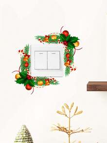 1 pieza Pegatina de interruptor con diseño de campana de Navidad y hoja, pegatina de PVC removible y autoadhesiva, fácil de despegar, compatible con Switch, decoración de pared para dormitorio, sala de estar, decoración del hogar, hacer que tu vida tenga una nueva decoración navideña, pegatina de regalo de cumpleaños, graduación, decoración de dormitorio, decoración de cocina, decoración de pared, decoraciones navideñas, decoraciones navideñas para el hogar