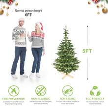Artificial Creative Mixed Christmas Tree - Christmas Tree With Warm White LED String Lights, Contains 4 Sizes (5ft/6ft/7ft/8ft), Made Of High-Quality PE/PVC Material, With A Sturdy Wooden Tripod, Suitable For Christmas Party Decorations, Office, Home Display