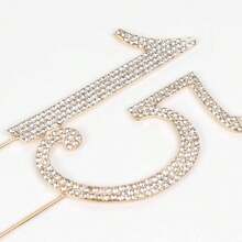 1 件合金水钻蛋糕装饰插牌，“Cheers To 15”生日蛋糕装饰，15 岁生日派对蛋糕中心摆件，情人节配件 - 彩色 - 查看 2