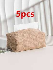 1pc/2pcs/5pcs Plain Linen-Like Fabric Tissue Box, Minimalist Modern Home Living Room Office Bar Countertop Cute Bread Shape Tissue Paper Holder, Upright Tissue Storage Bag, Available In Different Sizes - Brown - View 18