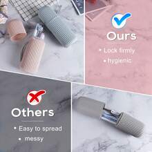 1 件便携式旅行漱口杯、牙刷和牙膏收纳盒、旅行露营牙刷杯、旅行洗面奶套装、旅行必需品、海滩和假日返校旅行收纳盒 - 彩色 - 查看 5