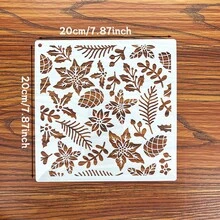 4/6pcs Christmas Snowflake Texture Hollow Painting Template, Christmas Leaves, Bells, Candy Canes, Flowers Stencils For Christmas Decoration On Wood, Glass, Fabric, Paper, Plastic, Reusable And Washable - White - View 4