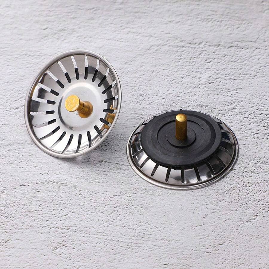 Cubierta de drenaje del fregadero de cocina, colador del fregadero, tapón del drenaje del fregadero, atrapador del drenaje del fregadero, tapón del drenaje del fregadero, protector del drenaje del fregadero, anti-obstrucción, anti-mosquitos - Plateado - Ver 1