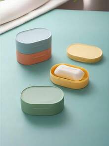 便携式香皂架可爱香皂容器盒可爱洗手液旅行盒适用于家庭户外徒步旅游露营 - 彩色 - 查看 4