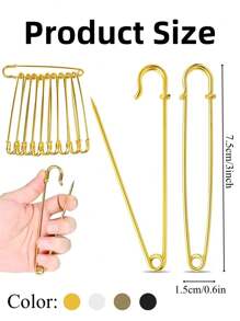 5-30 件大号服装安全别针 耐用绗缝毯别针 金银装饰别针 适用于帆布羊毛服装工艺品 DIY 珠宝工艺品 - 彩色 - 查看 5