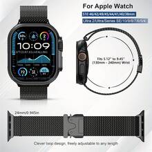 VA VA VOOM 1件米蘭式降落傘扣錶帶，可調節磁吸錶帶，適用於 49mm 46mm 45mm 44mm 42mm 41mm 40mm 38mm，中性款，運動防水透氣金屬錶帶，兼容 Series 11 10 9 6 5 SE 7 8 4 3 Ultra 2 1，智慧手錶配件 - 42mm 44mm 45mm 49mm 46mm - 查看 7