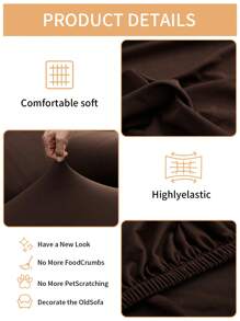 1 件纯色沙发套，弹性沙发保护套，款式防滑设计，柔软舒适透气，所有尺寸，适合所有季节和主题，可洗沙发垫套 - 咖啡棕 - 查看 3