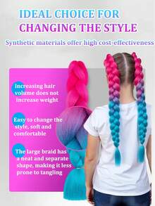 1 Pack 100g/Pack 24 Inch Heat Resistant Jumbo Synthetic Braiding Hair Extensions, Suitable For Twist Braids And Crochet Braids - Multicolor - View 9
