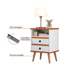 Mesa de Cabeceira Otto 2 Gav Lateral de Cama Quarto Pés Palito - Branco - Visão 5