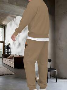 Sudadera y pantalón de chándal de cuello redondo con estampado personalizado para hombres, de primavera/otoño, de moda casual. Versátil para hacer ejercicio, correr, cenar, entretenimiento y atuendos cómodos