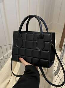 1 pieza Bolso con textura de moda, con relieve en forma de rombo, para uso diario