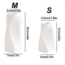 1pc White Minimalist Plastic Vase Anti-Fall Wear-Resistant Modern Style Lines And Geometric Design Vase Suitable For Hotel Family Bedroom Balcony Living Room Party Table Decoration Home Decor Room Decor Flower Vase Glass Vase - Multicolor - View 11