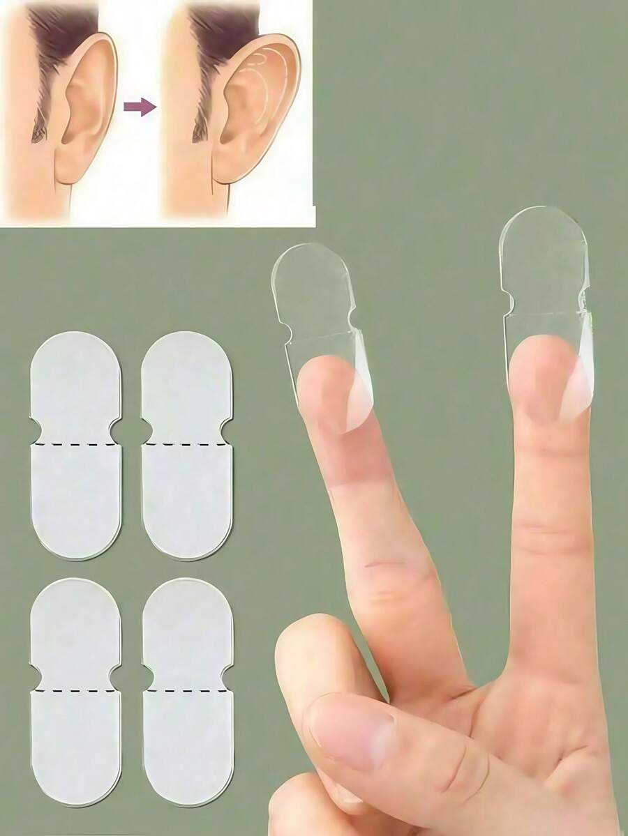 12Pcs Ear Stickers, Ear Tapes,Ear Lobe Saver Lifts,Strong Support Transparent Painless Silicone Cosmetic Ear Stickers Say Goodbye To Flat Ears, To Creat V-Shaped Face,Natural Ear Contours - Multicolor - View 1