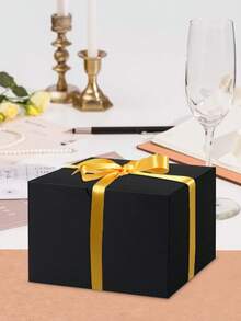 4pcs/1pc-Black Gift Box With Lid Groomsmen And Bridesmaids Christmas Wedding Graduation Holiday Birthday Gift Packaging Cardboard Craft Small Gift Box - Groomsmen Proposal Gift Box For Wedding Gifts, Christmas, Graduation, Holiday, And Birthday Gifts Craft Box