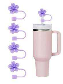 8pcs/4pcs/3pcs/1pc Silicone Crabapple Blossom Straw Caps, Reusable Straw Covers For 10mm Wide Straws, Fashion & Cute Style Straw Toppers Fits Modern Minimalist Cups