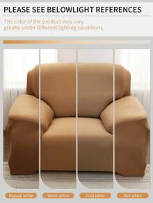 1pc Solid Color Sofa Cover, Elastic Sofa Protector, Non-Slip Design, Soft & Breathable, Fits All Sizes, Suitable For All Seasons & Themes, Machine Washable Sofa Cushion Cover - Camel - View 6