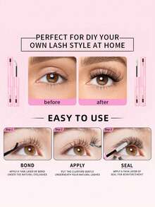 10ml 粉色 DIY 瓶装睫毛粘合和密封睫毛胶，用于睫毛延长，强力且不含乳胶的粘合剂，单根/丛集睫毛应用化妆睫毛膏，在家睫毛胶，睫毛胶 - 粉色 - 查看 8