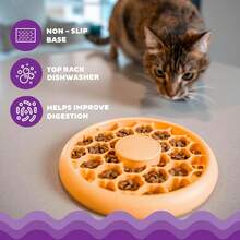 Cat Slow Feeder Bowl For Indoor Cats, Stimulating Treat Puzzle Toy, Dry Or Wet Food, 1/2 Cup Capacity, One Size, Orange,11260871 - 橘色 - 查看 6
