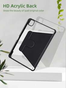 1 transparante, 360° draaibare beschermhoes van zwart acryl met penhouder, slaap-/waakfunctie, 3-voudige standaard en valbeveiliging. Compatibel met iPad Mini 6/Mini 7/9.7/10.2/10.5/Air 4/Air 5/10th/10.9/Pro 11"/Air 11(M2)/Air 13(M2)/Pro 11(M4)/Pro 13(M4) 2024 12.9"/iPad Air 13(M3 2025)/iPad Air 11-inch (M3) 2025/iPad (A16) 11 inch 11e generatie 2025
