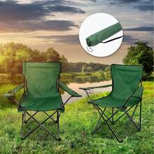 Portable Folding Fishing Chair With Armrests Lightweight Camping Chair, Soft Outdoor Furniture Folding Beach Camping Chair, Ultralight Backpacking Chair With Cup Holder And Carrying Bag, Compact, Suitable For Outdoor Fishing, Camping, BBQ, Beach, Travel, Picnic, Festival And Other Occasions, Green, 1.8kg - Green - View 4