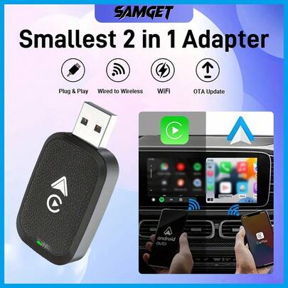 Wireless CarPlay Wired To Wireless Carplay+Android Auto 2 In 1 Connect Car Intelligent Systems Plug&Play Bluetooth&WiFi Connect, Smart CarPlay For IPhone And Android With Adapter, Support All Original Car Consoles With Built-In CarPlay Or Android Auto(Orange)