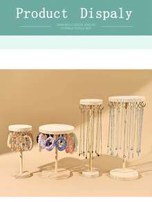 1 szt. okrągły drewniany organizer na naszyjniki z 12-18 haczykami, elegancki stojak wystawowy na naszyjniki i bransoletki w witrynie jubilerskiej, stylowe rozwiązanie do przechowywania na biurku dla kobiet, idealny na niezbędne rzeczy w podróży, organizacja akademika na powrót do szkoły, stylowa dekoracja jesienna, idealny na prezenty i dekorację domu na Boże Narodzenie, Święto Dziękczynienia, Nowy Rok i Walentynki