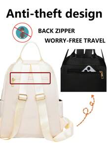 防盗铆钉尼龙背包，女士钱包，多功能时尚日常包，多口袋轻便旅行包，大容量简约背包，便捷背包，适合学生、护士、教师、商务人士、旅行、通勤、购物、办公、约会、徒步、训练、工作，生日礼物、节日礼物，背包 - 彩色 - 查看 8