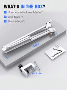 Microphone Arm Stand, Suspension Boom Scissor Mic Stand With Heavy Duty Clamp, 3/8" To 5/8" Adapter, For FIFINE AM8,K688,A8,A6V, For Voice-Over, Gaming, Recording, Studio, Home Office-FIFINE CS1 White - White - View 10