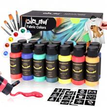 Ensemble de peinture tissus vibrant de 14 couleurs avec pinceaux, palette et planche à dessin - 14/26 couleurs, chaque tube de 30ml/1,01oz, pigment riche, parfait pour les artistes, les artisans, les étudiants, produits artisanaux, peinture sur vêtements, ensemble de peinture acrylique pour tissus, 12/24 couleurs, ensemble de peinture pour tissus de 12ml/0,4oz, rentrée scolaire, fournitures scolaires