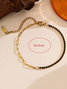 1 szt. Casual Ins 2025 Nowa 18-karatowa złota bransoletka ze stali nierdzewnej o wysokiej ochronie, kolorowa, kryształowa, odpowiednia do codziennego noszenia przez kobiety, uniwersalna, wodoodporna biżuteria, prezent na Walentynki (bez pudełka prezentowego) - Bransoletka z kryształkami - Zobacz 6