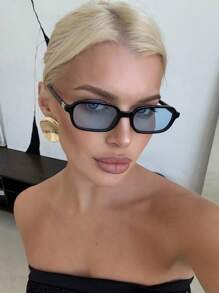 1 副小号矩形镜框时尚眼镜，适合度假、旅行、运动风格、驾驶、节日、海滩、音乐节、郊游、夏季配饰、假期、家庭出游、优雅装扮、街头风格配饰、运动、派对、户外活动、街头风格外观、钓鱼、夏季海滩度假、户外、旅行 - 黑框藍片 - 查看 2