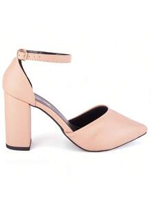 Women's Pumps, Medium Block Heel, 9cm Thick, Modern, Comfortable - 裸體 - 查看 3