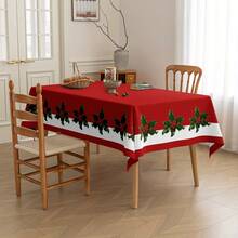 152*259cm (60*102 Inches) Red Christmas Tablecloth, Waterproof, Stain-Resistant, Washable, Suitable For Christmas, New Year, Family Gatherings, Outdoor Parties - Multicolor - View 5
