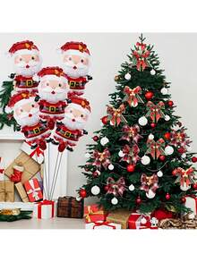 5 mini balonów foliowych w kształcie Świętego Mikołaja ze złotym paskiem, dekoracja na imprezę świąteczną