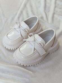1 双女童浅口可爱公主皮鞋，透气软底防滑百搭儿童平底鞋，简约时尚婴幼儿易穿脱步行鞋，适合春季、夏季、秋季 - 米色 - 查看 8