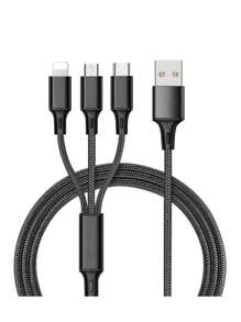 Cable de carga USB trenzado de nailon 3 en 1, conector universal de carga rápida USB a Lightning/Tipo-C/Micro USB, redondo mate 36V macho a macho, salida de 10-20W para iPhone y talla grande. Cable de datos y carga múltiple USB de carga rápida 3 en 1 colorido, cable de carga Tipo C Micro, cable de datos de carga súper rápida, adecuado para iPhone, teléfonos Tipo-C, teléfonos Android.
