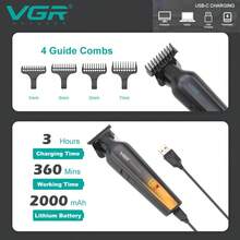 VGR Hair Clipper Electric Digital Display Trimmer Three Colors Available Portable Hair Clipper Long Time Use Cordless Clipper Finishing Barber Hair Clipper V-930